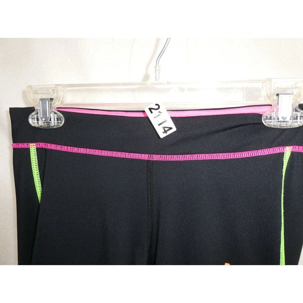 Kari Traa Leggings Pants Size M crop black colorful spellout - Picture 15 of 15